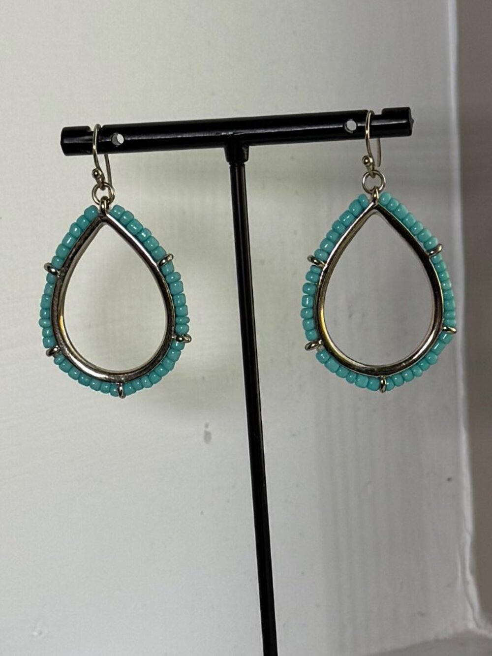 Turquoise Beaded Teardrop Earrings